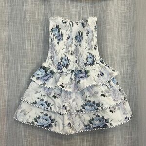 Sunkiss Frill Mini Dress White / Blue - US 4 / White / Blue